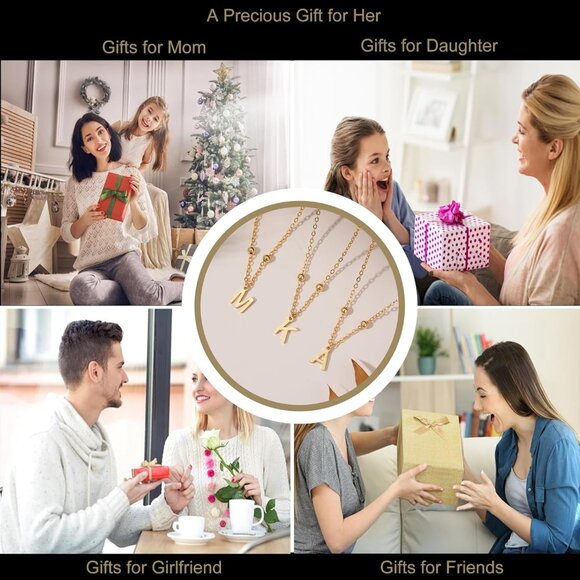 Personalized 14K Gold Plated Initial Necklace - Dainty Letter Pendant for Women - Picture 7 of 7